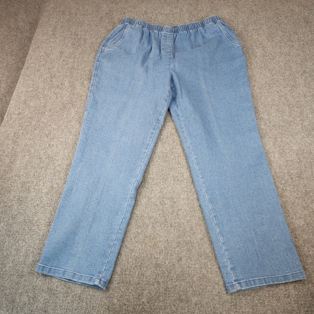 Allison Daley Petite Womens 16P Light Wash Elastic Waist Pull On Denim Jeans